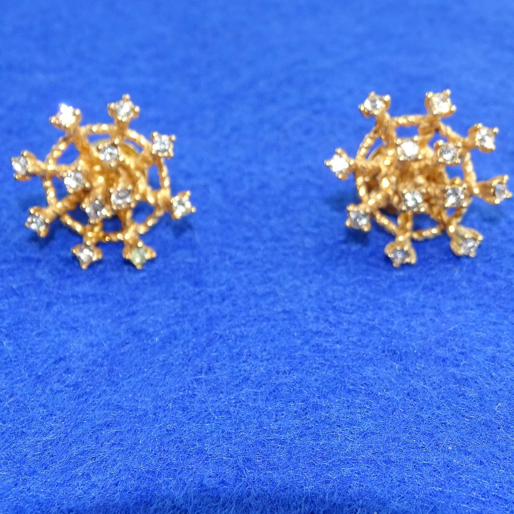 Antique Signed Marvella Crystal And Gold Tone Lapel Pin Set 85$